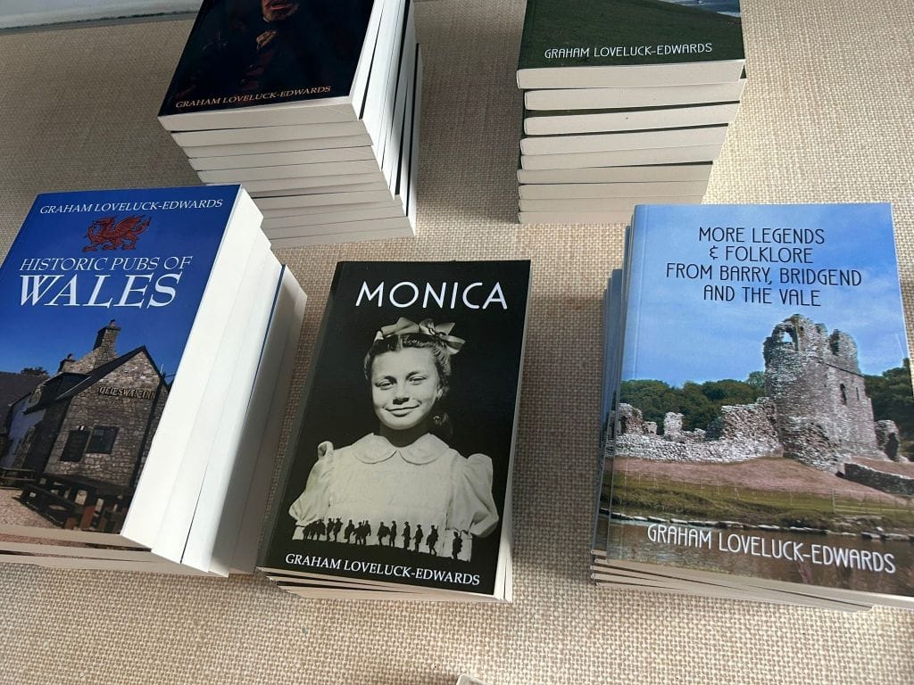 Books by historian Graham Loveluck-Edwards on display at the St David\'s Church Hall heritage talk