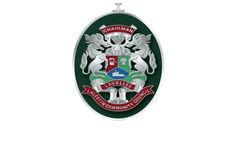 Laleston logo vertical white v5 Laleston Community Council