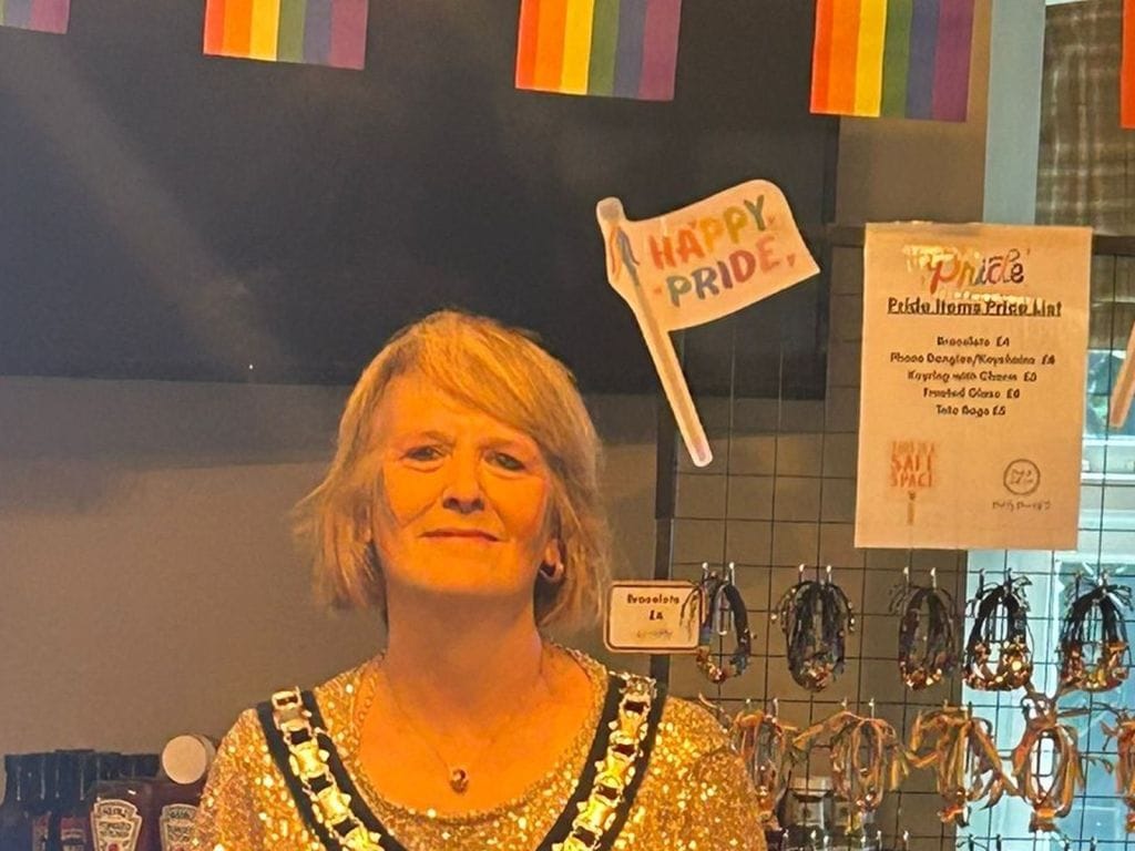 Laleston Community Council Chair Vivienne James at Bridgend Pride 2026