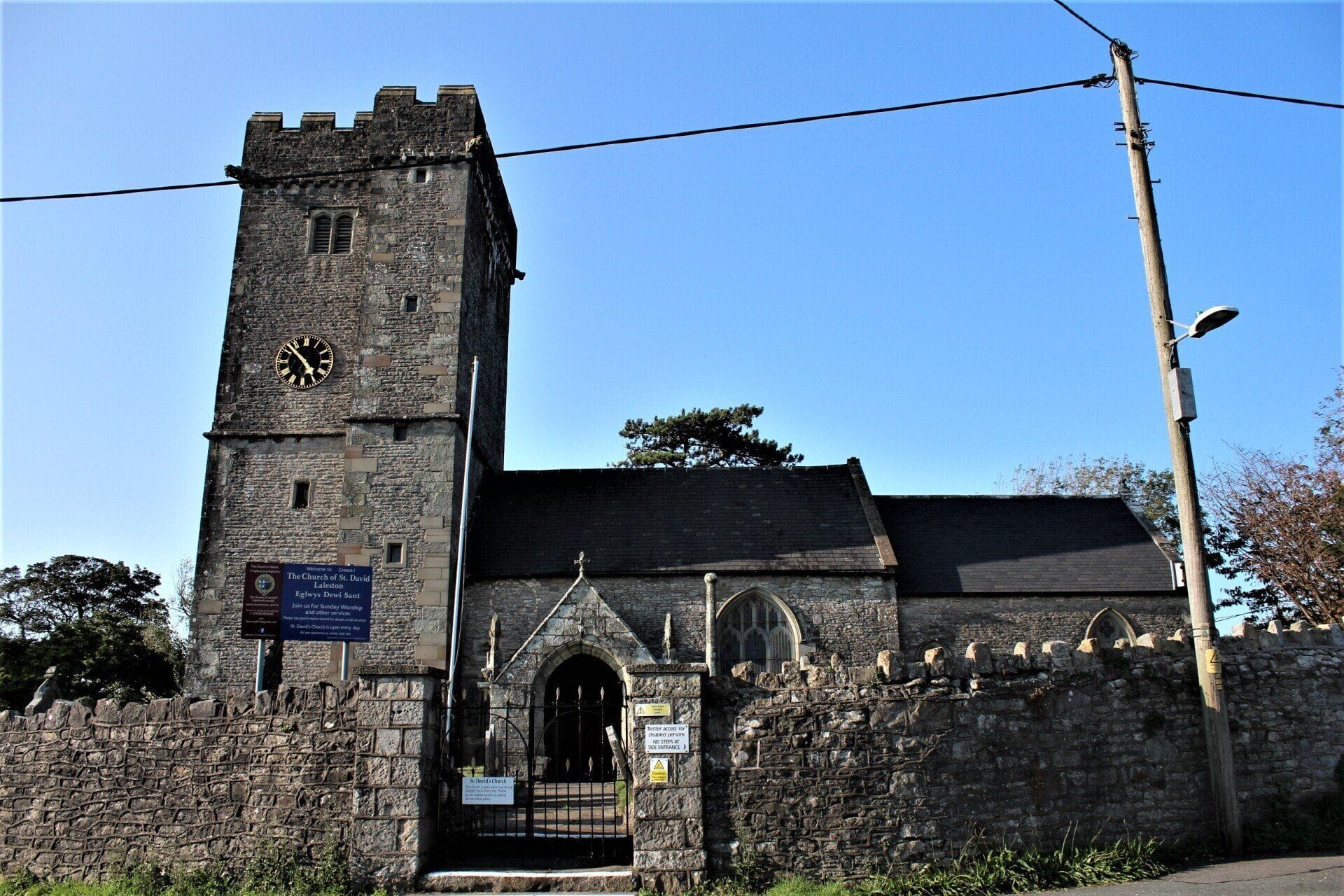 St David's Church in Laleston — Grade I listed medieval church with crenellated bell tower